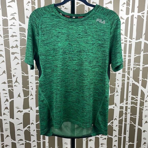 Fila Mens Green & Black Vented Back Workout T-Shirt sz S - Picture 2 of 8